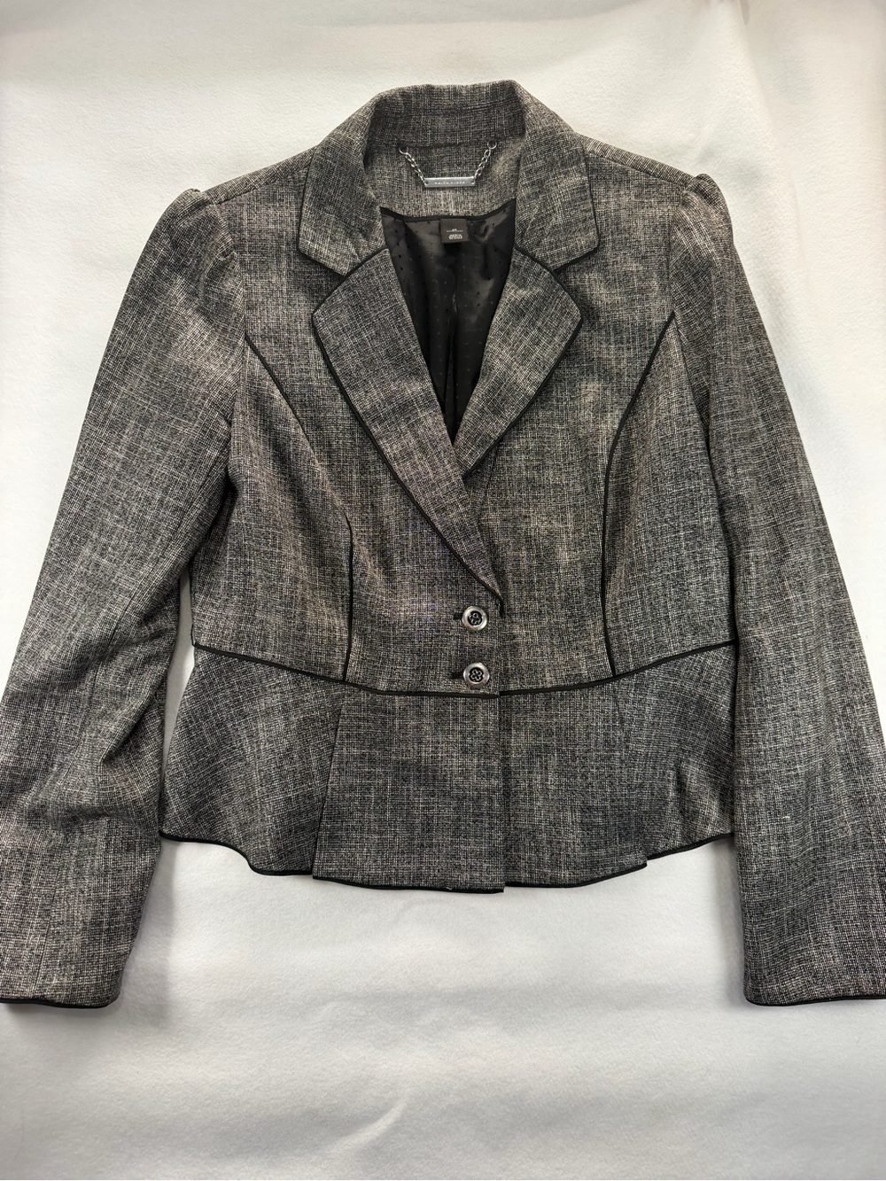White|Black Tailored Grey Peplum Blazer Jacket